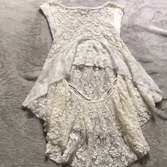 Free People Sheer White Lace Cut Out Tank - Picture 6 of 8